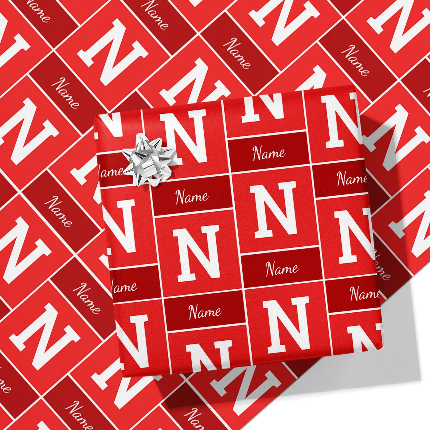 Red Colour Name and Initial Wrapping Paper