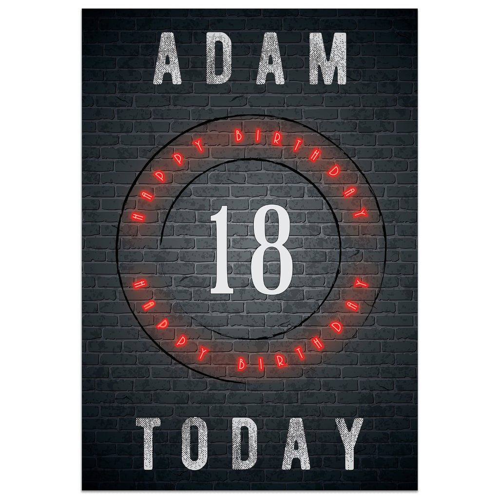 Neon Happy Birthday Card Held