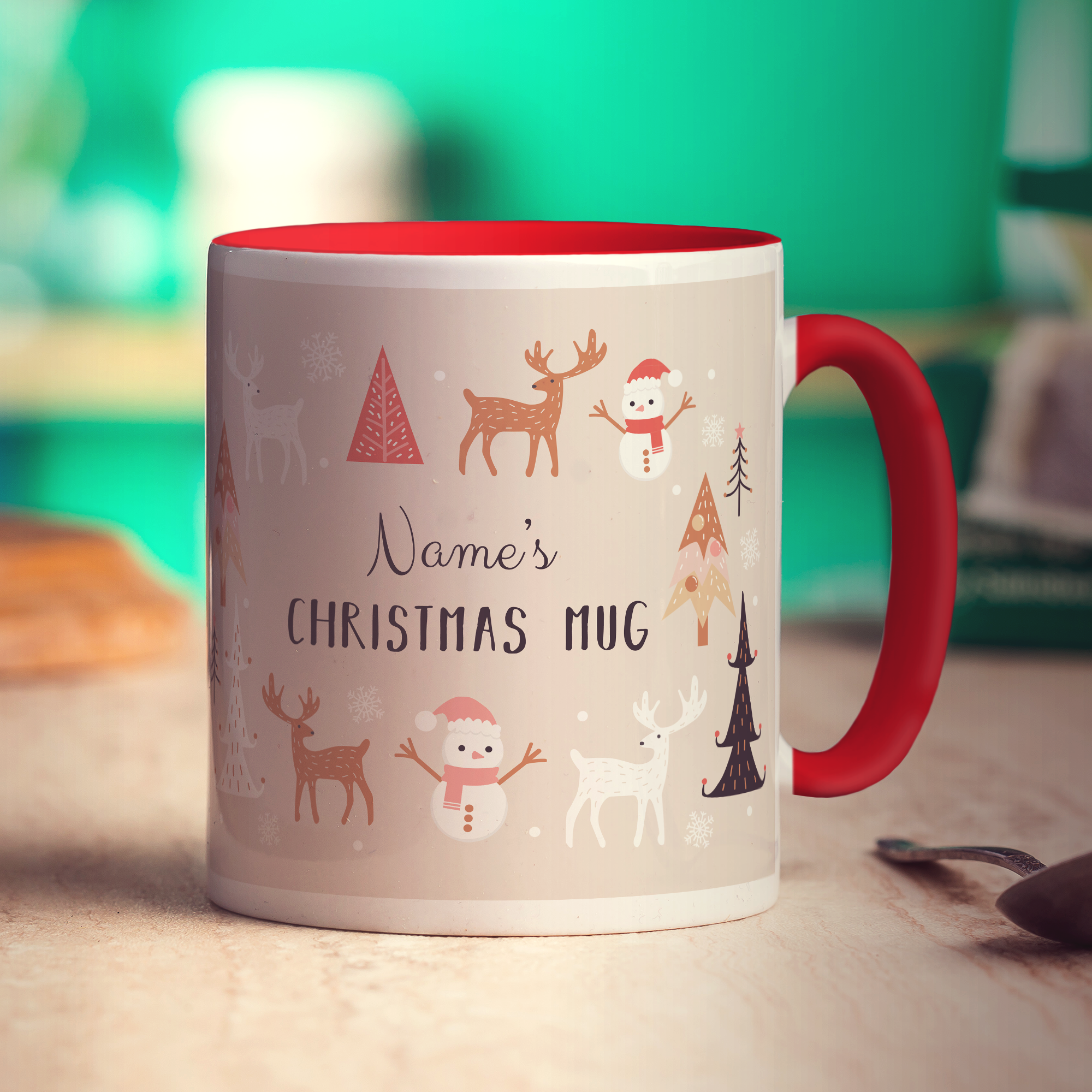 Neutral Christmas Theme Name Mug
