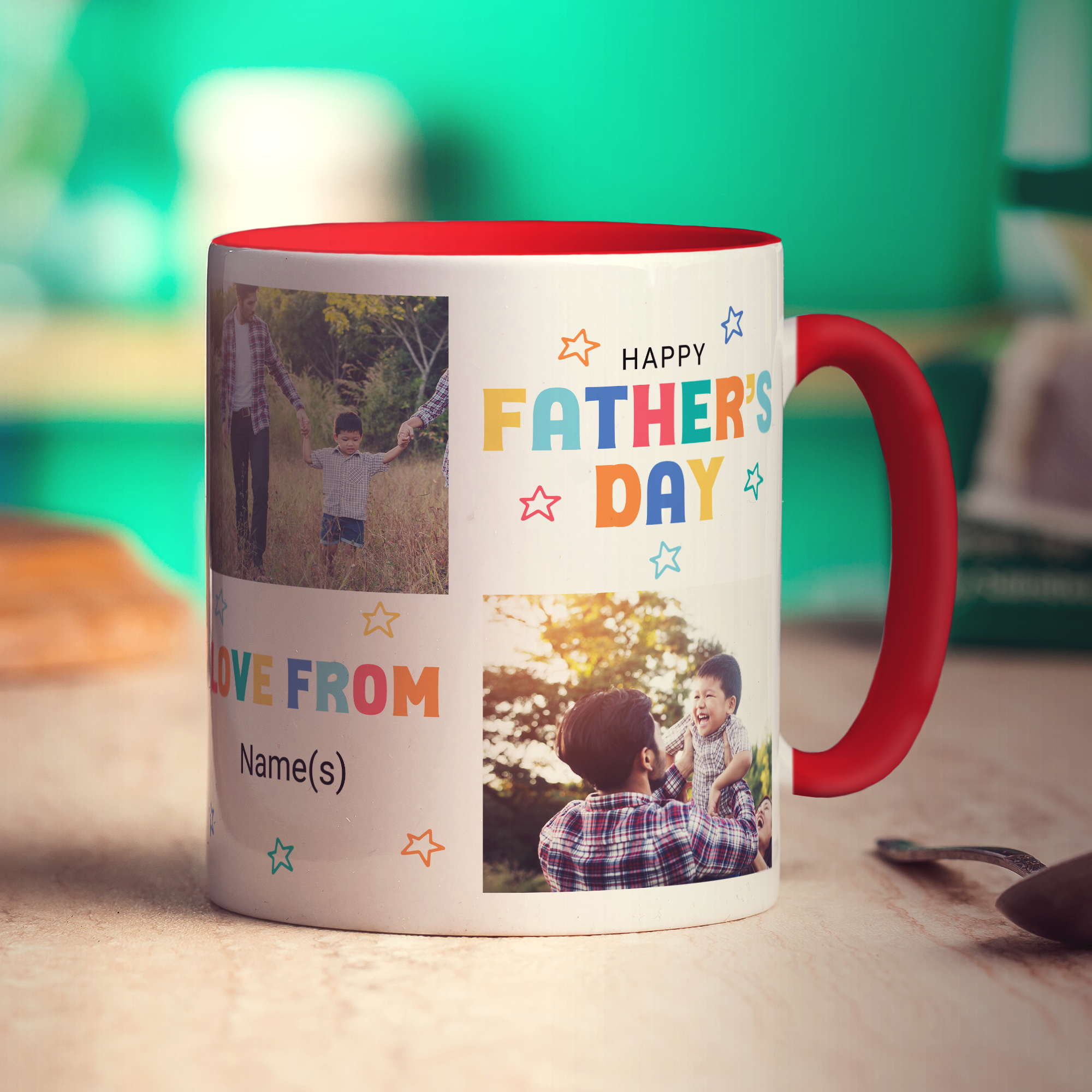 Colourful Happy Father's Day Photo and Text Mug