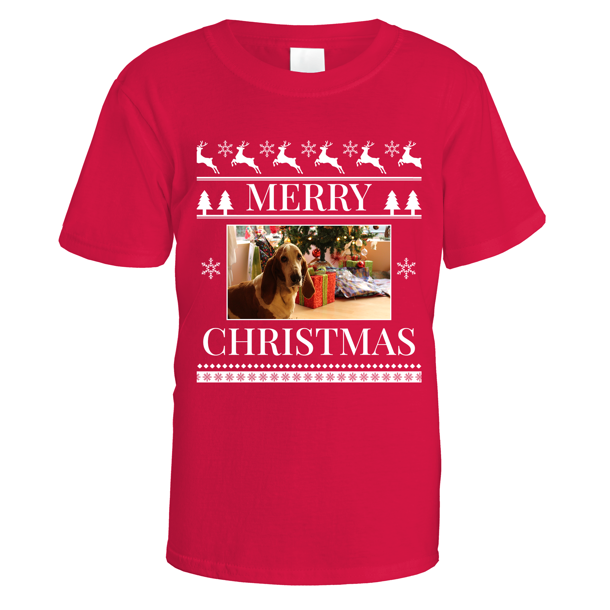 Merry Christmas Photo Patterned Personalised T-Shirt