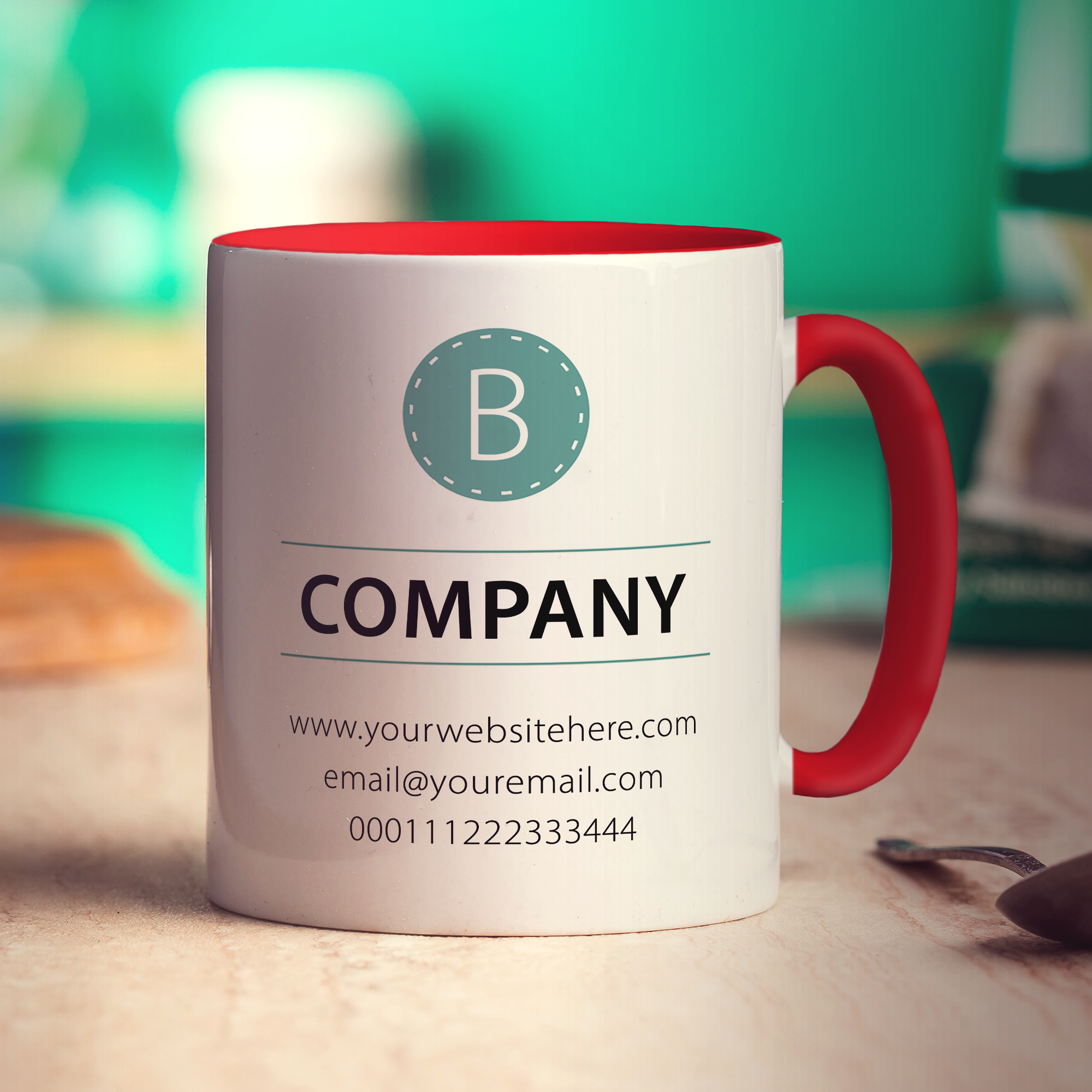 Promotional Mug with Teal Stamp