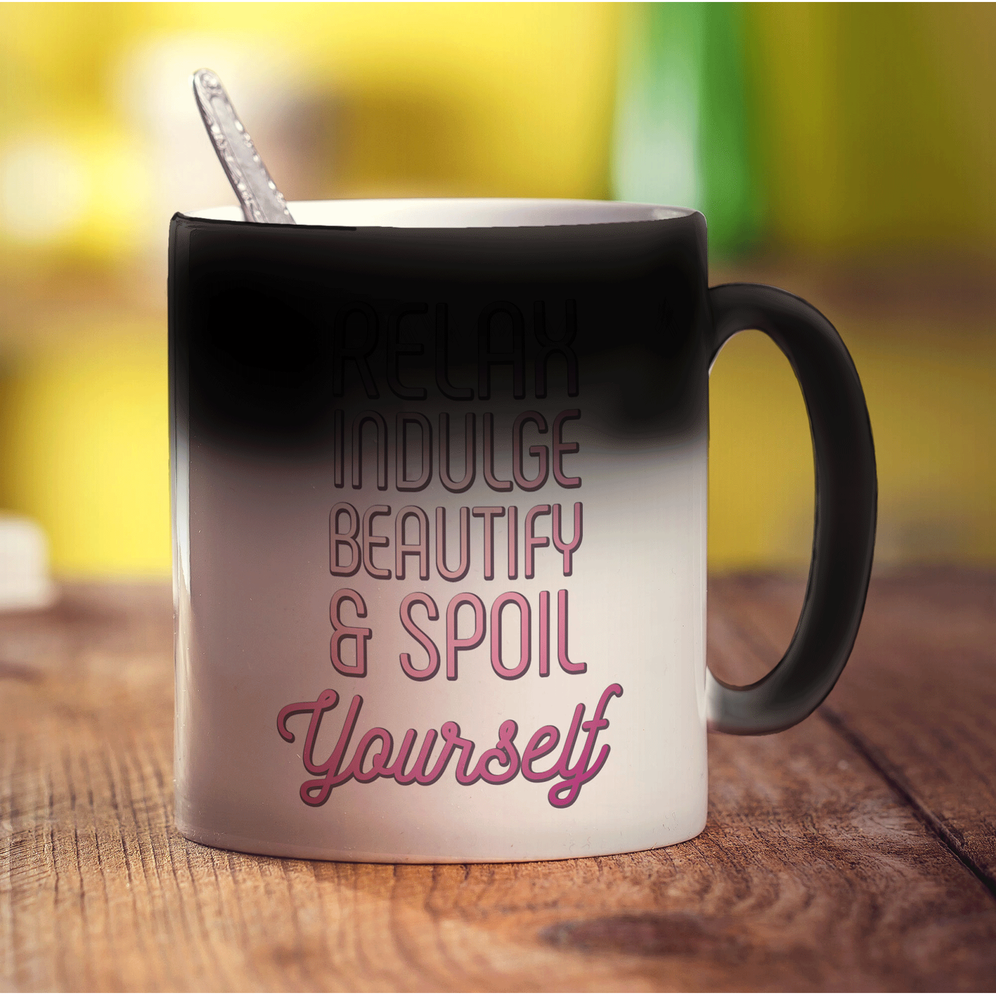 Relax Indulge Beautify & Spoil Yourself Mug - Standard 330ml (11oz) / Magic Mug