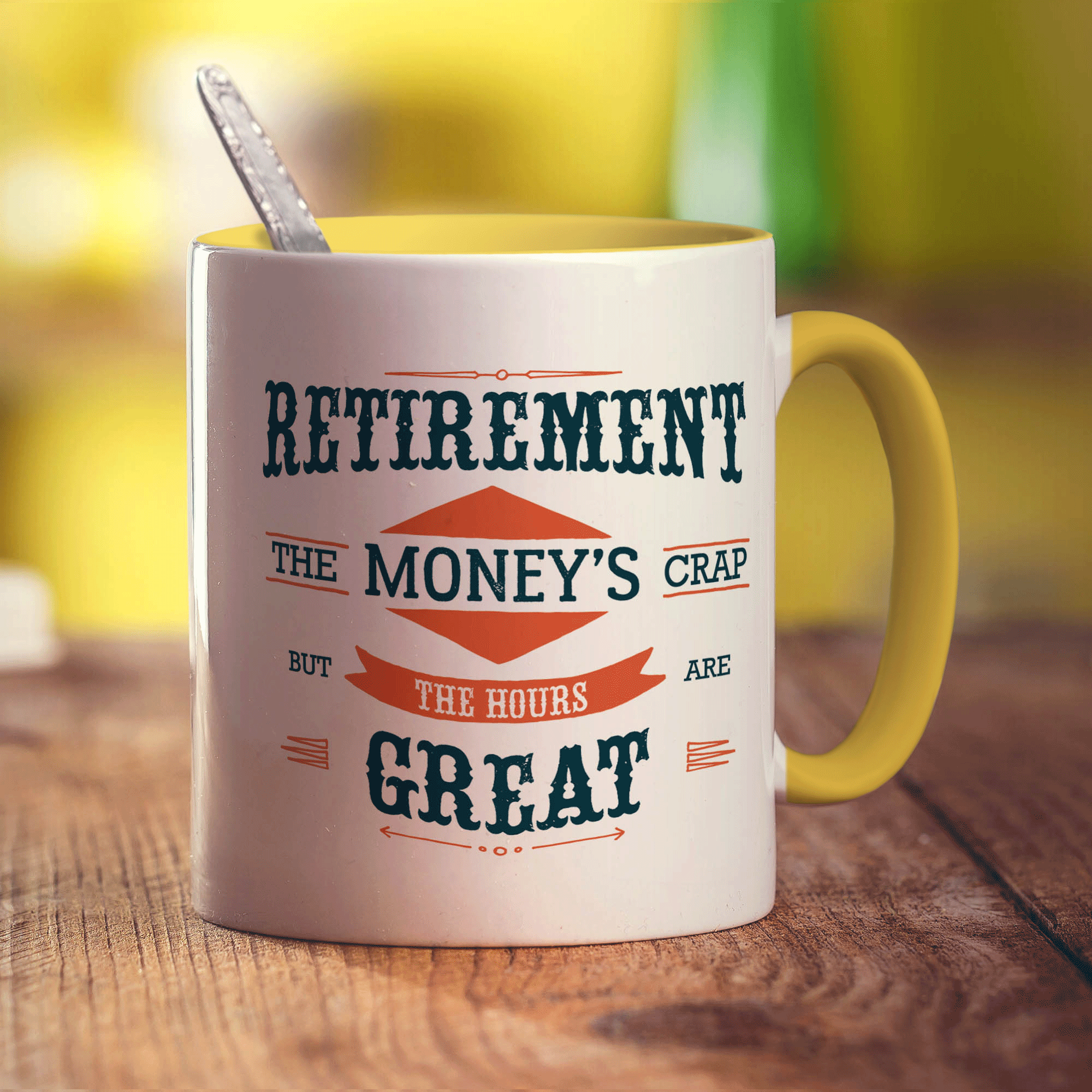 Retirement 'The Money's Crap But The Hours Are Great' Mug - Standard 330ml (11oz) / Yellow