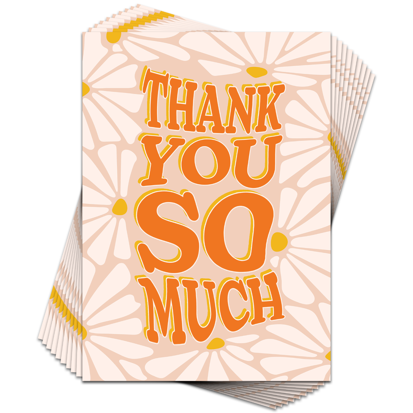 Retro Flower Thank You Card - Pack of 10