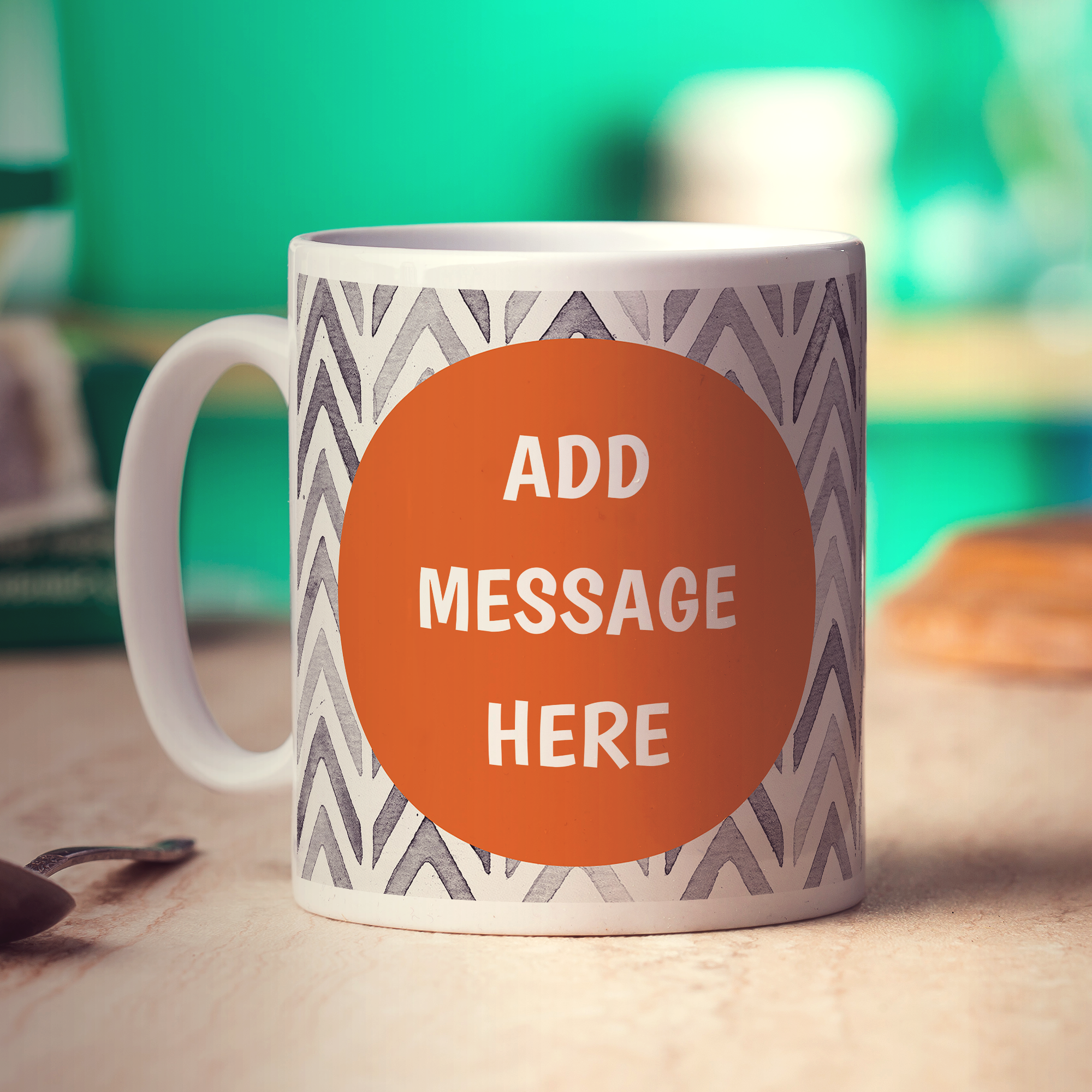 Orange Watercolour Chevron Photo Mug