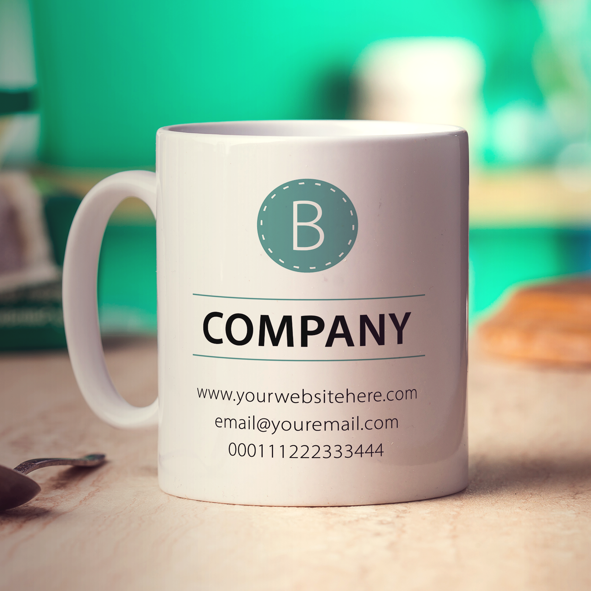 Promotional Mug with Teal Stamp