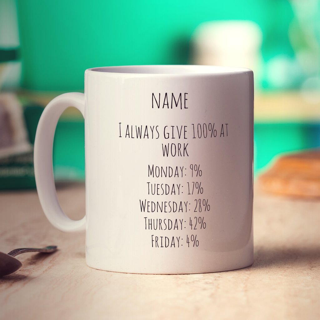 I Always Give 100% at Work Personalised Mug