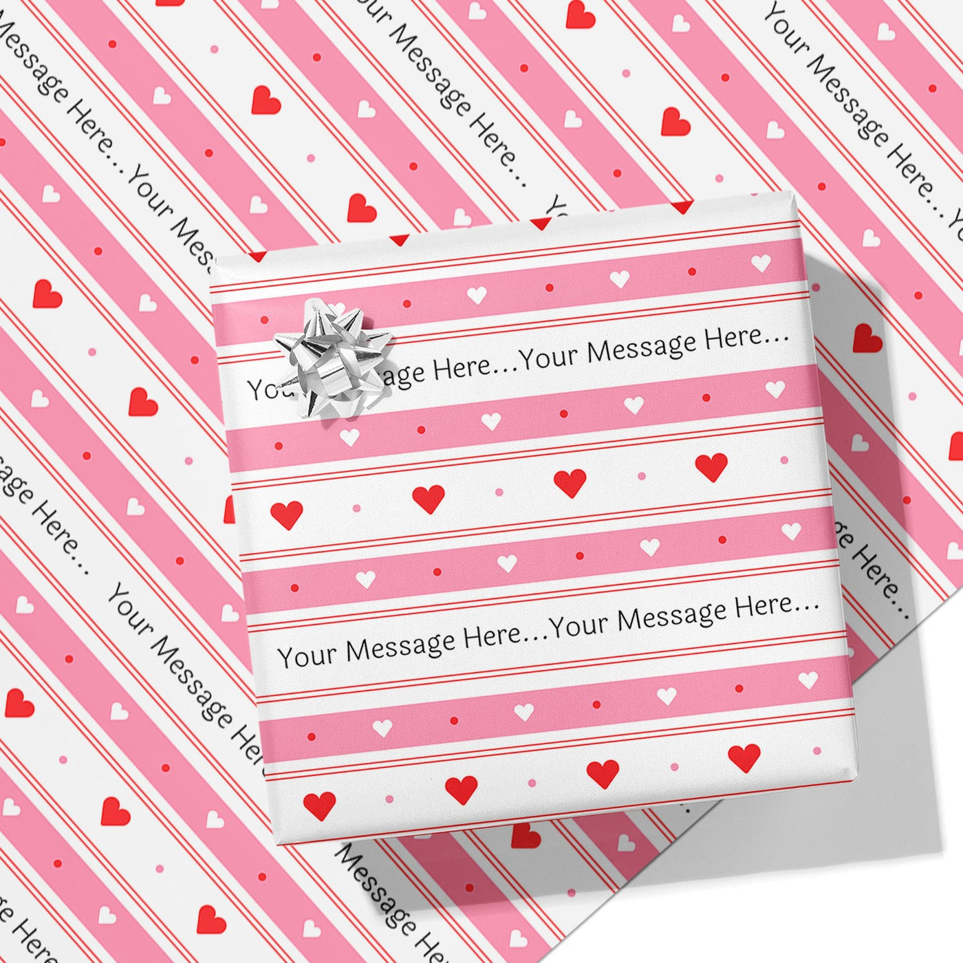 Rows of Hearts Message Wrapping Paper