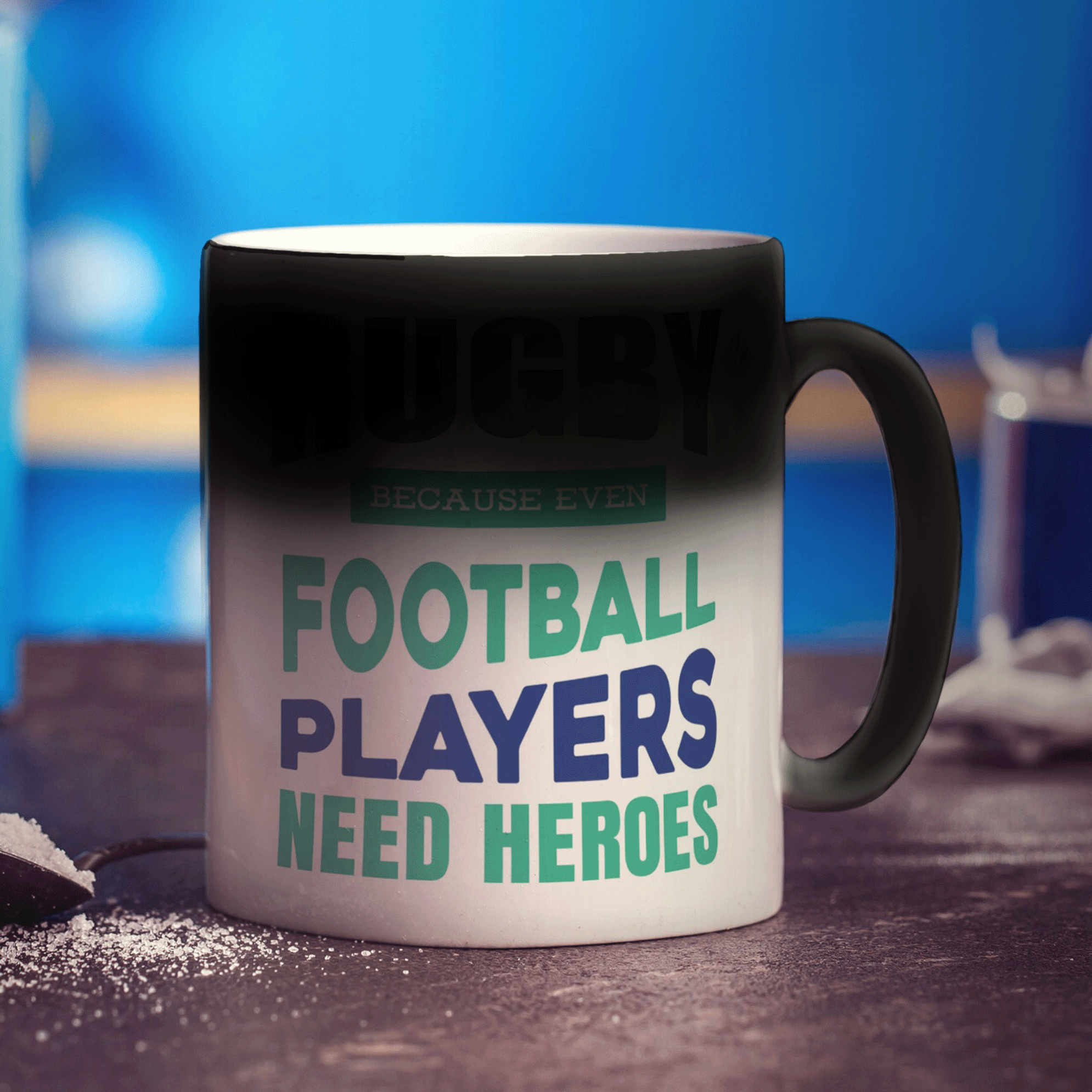 Rugby Because Even Football Players Need Heroes Mug - Standard 330ml (11oz) / Magic Mug