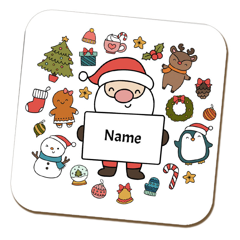 Christmas Santa Sign Name Coaster