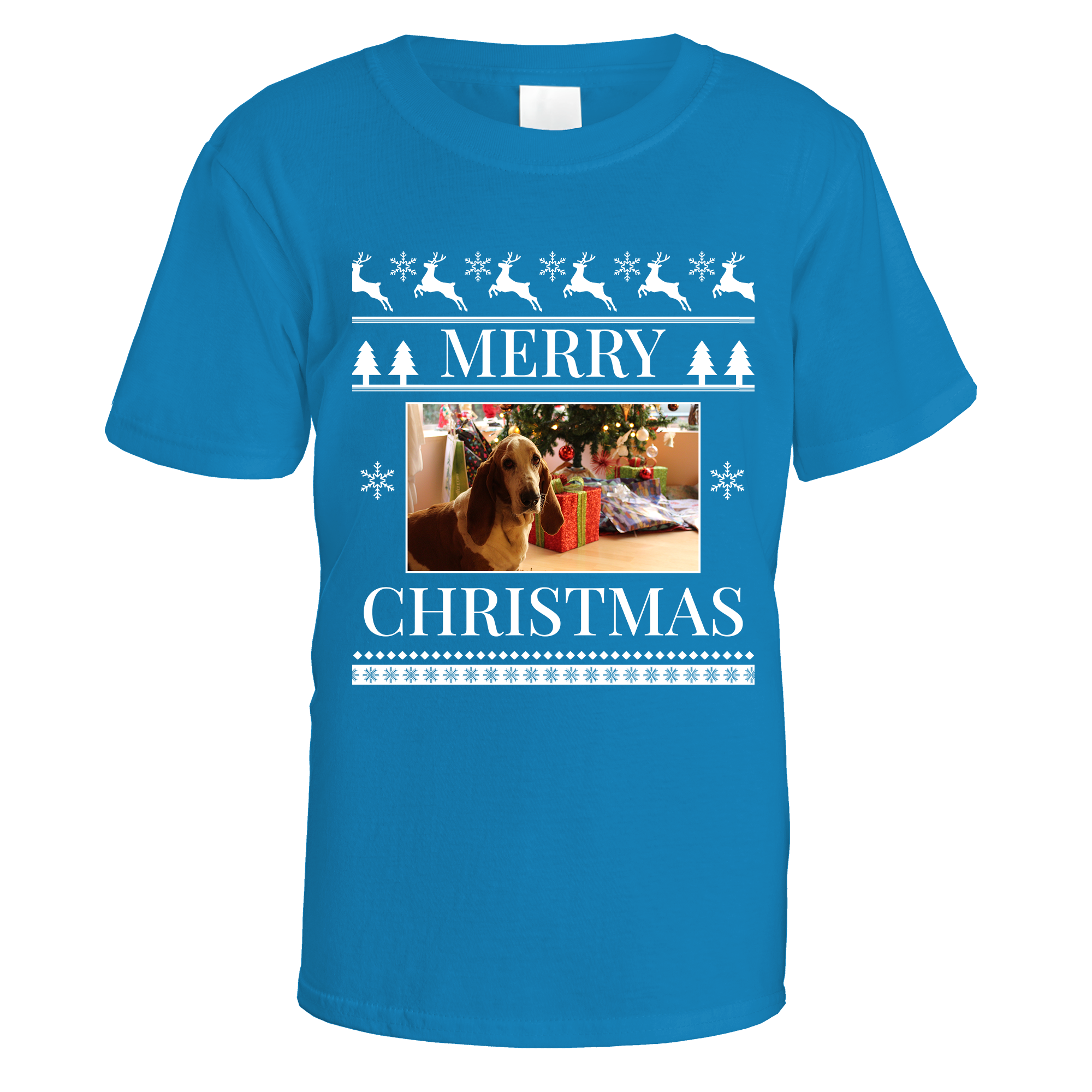 Merry Christmas Photo Patterned Personalised T-Shirt