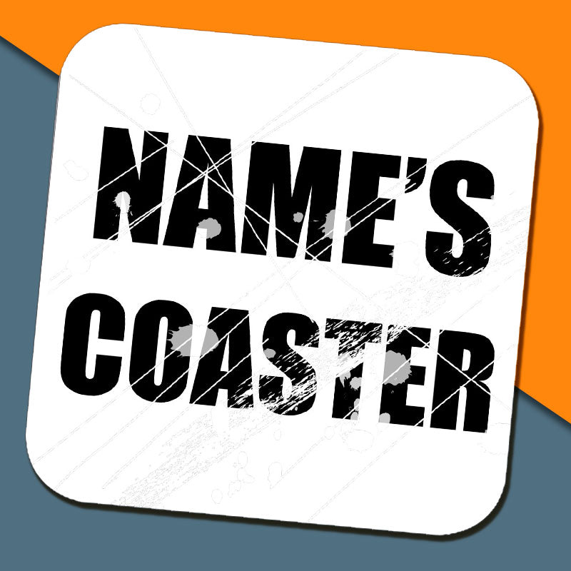 Scratched Text Name Coaster