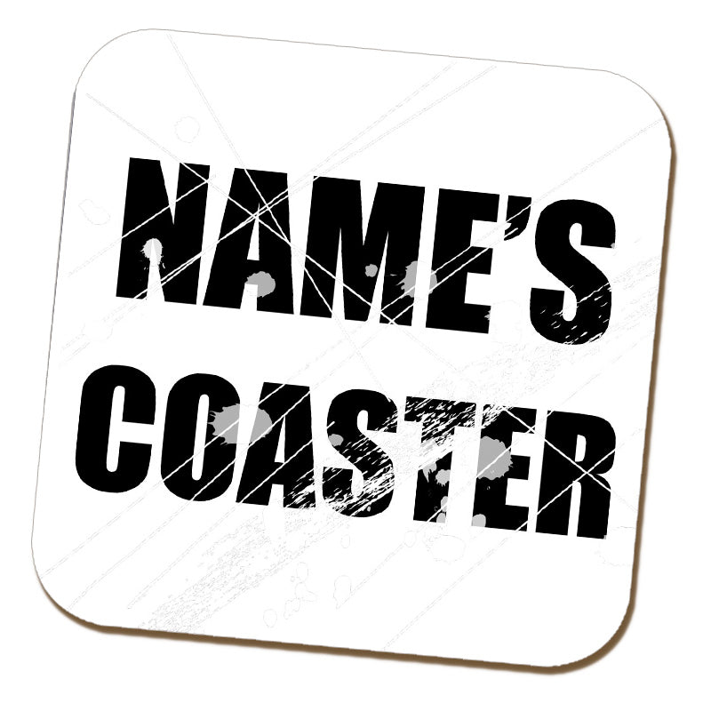 Scratched Text Name Coaster
