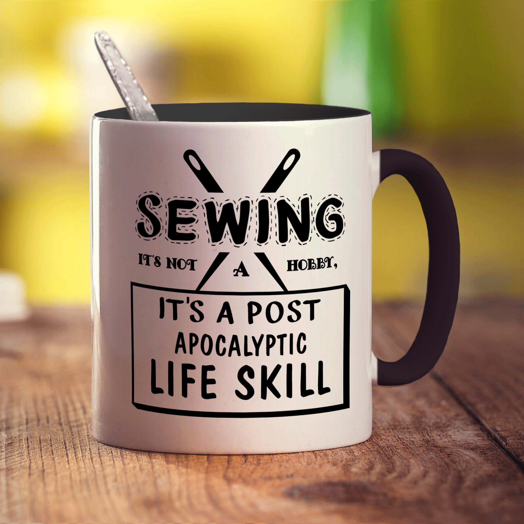 Sewing It's Not A Hobby. It's a Post-Apocalyptic Life Skill Mug - Standard 330ml (11oz) / Black