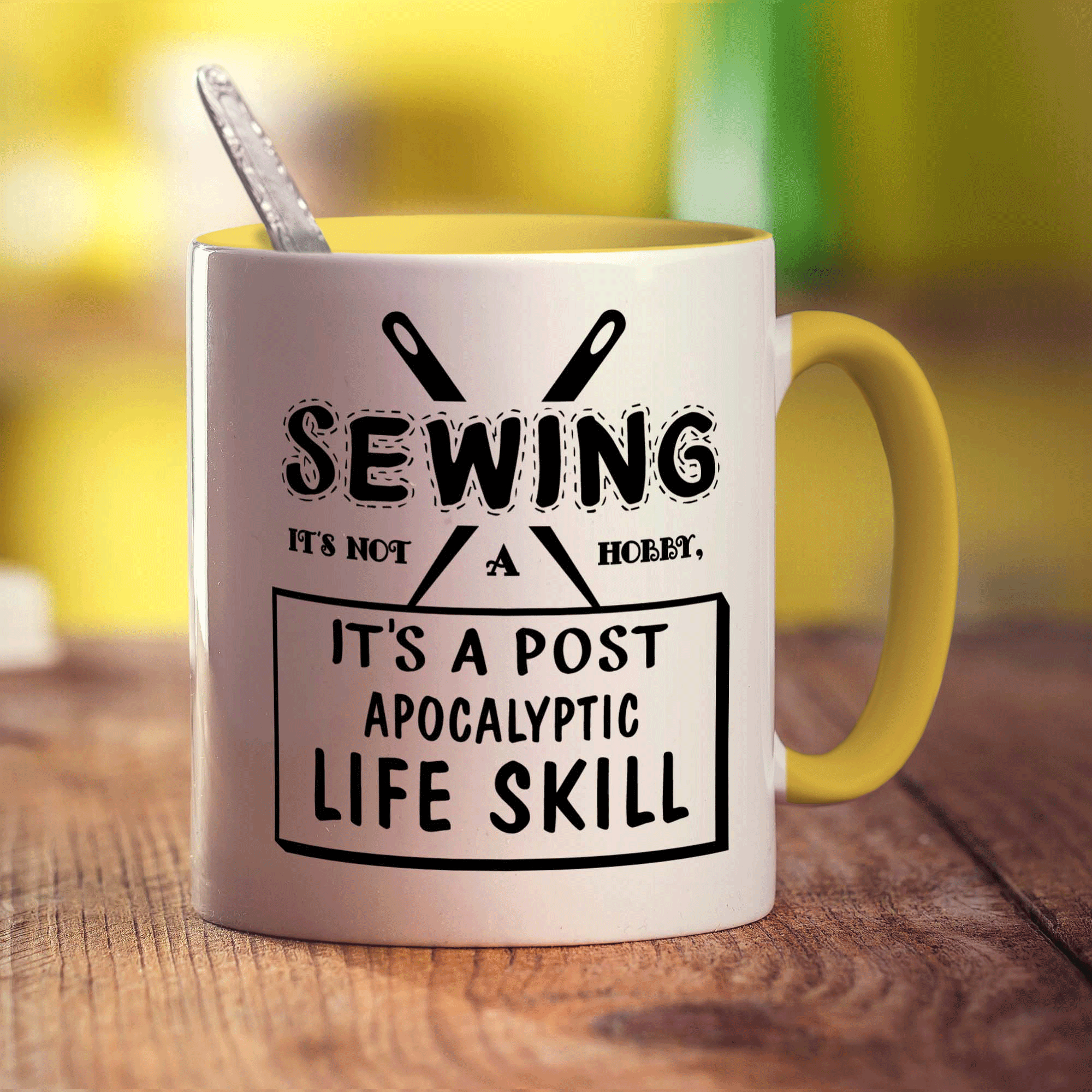 Sewing It's Not A Hobby. It's a Post-Apocalyptic Life Skill Mug - Standard 330ml (11oz) / Yellow