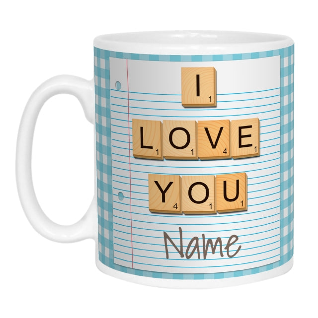 I love you - Wooden Letters Personalised Mug