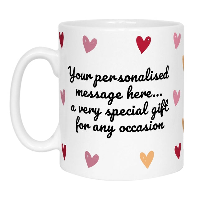 Hearts Personalised Photo Mug with Message