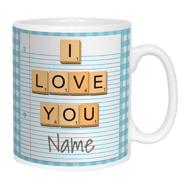 I love you - Wooden Letters Personalised Mug