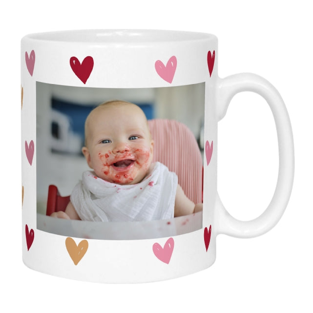 Hearts Personalised Photo Mug with Message