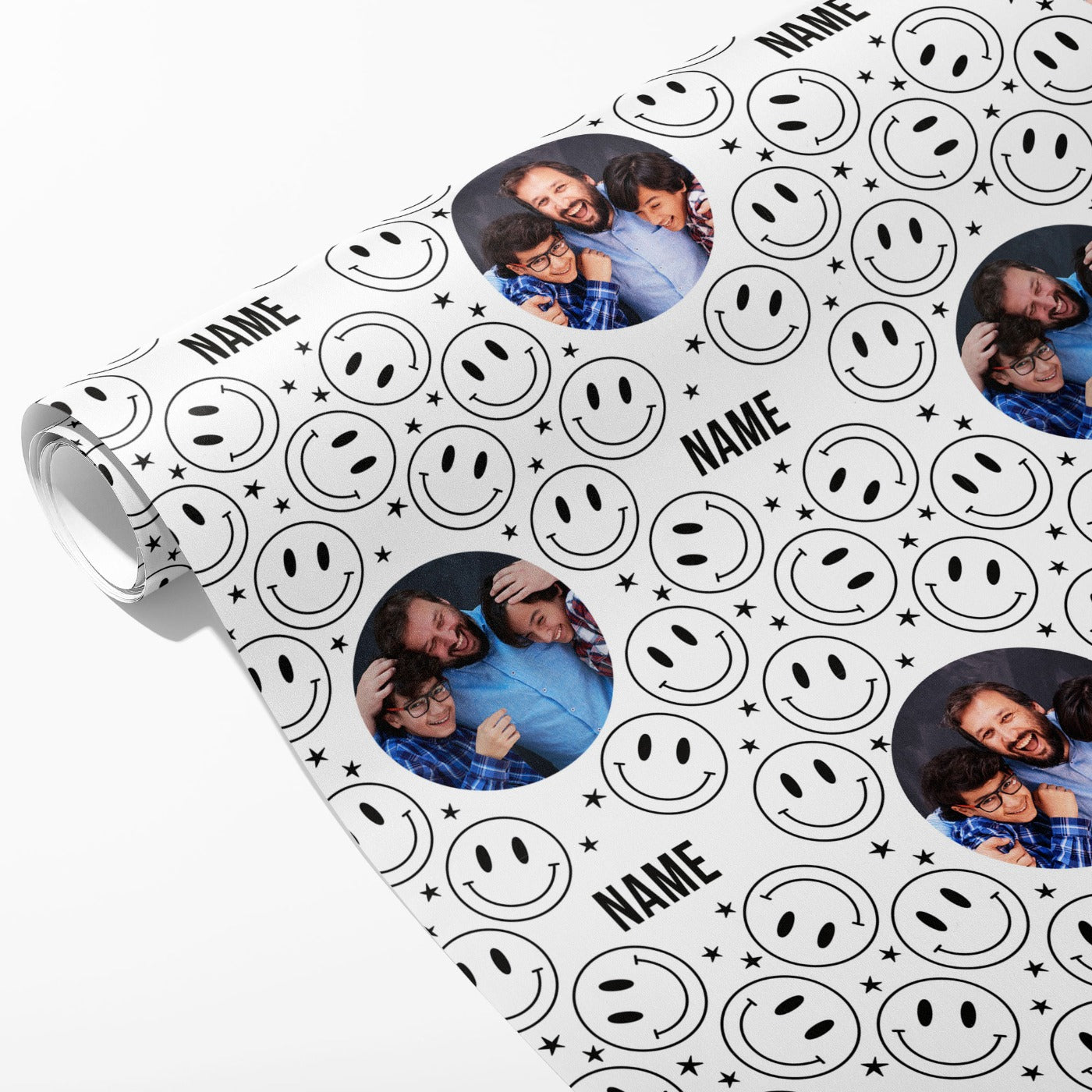 Smiley Face Name and Photo Wrapping Paper