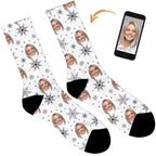 Snowflake Design Personalised Socks - Plain White / Mens: 6-8 UK / 7-9 US