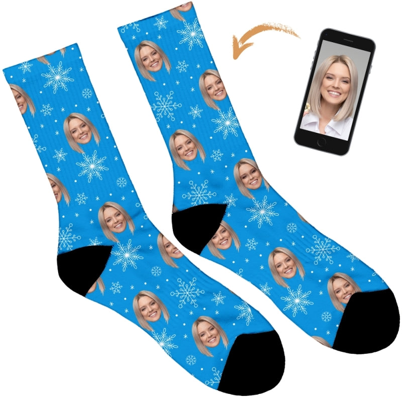 Snowflake Design Personalised Socks