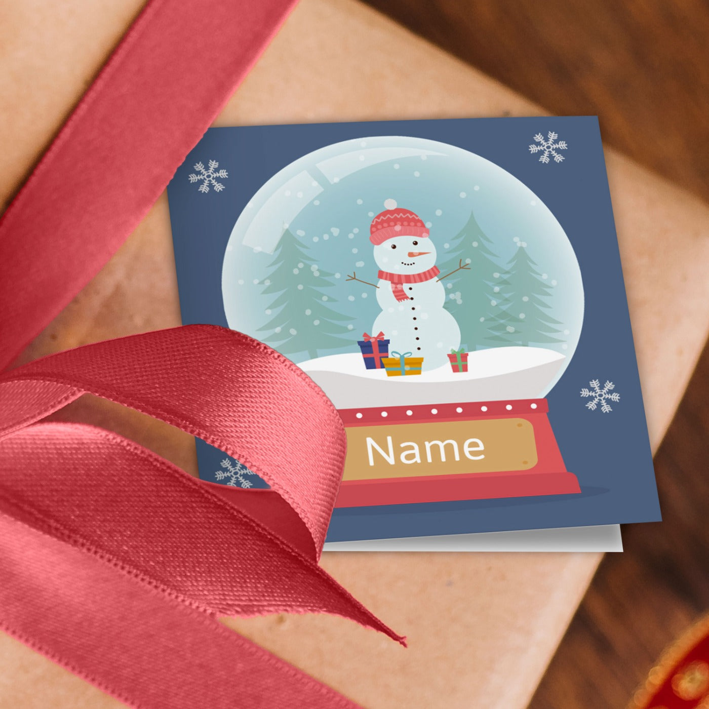 Snowman Globe Name Wrapping Paper