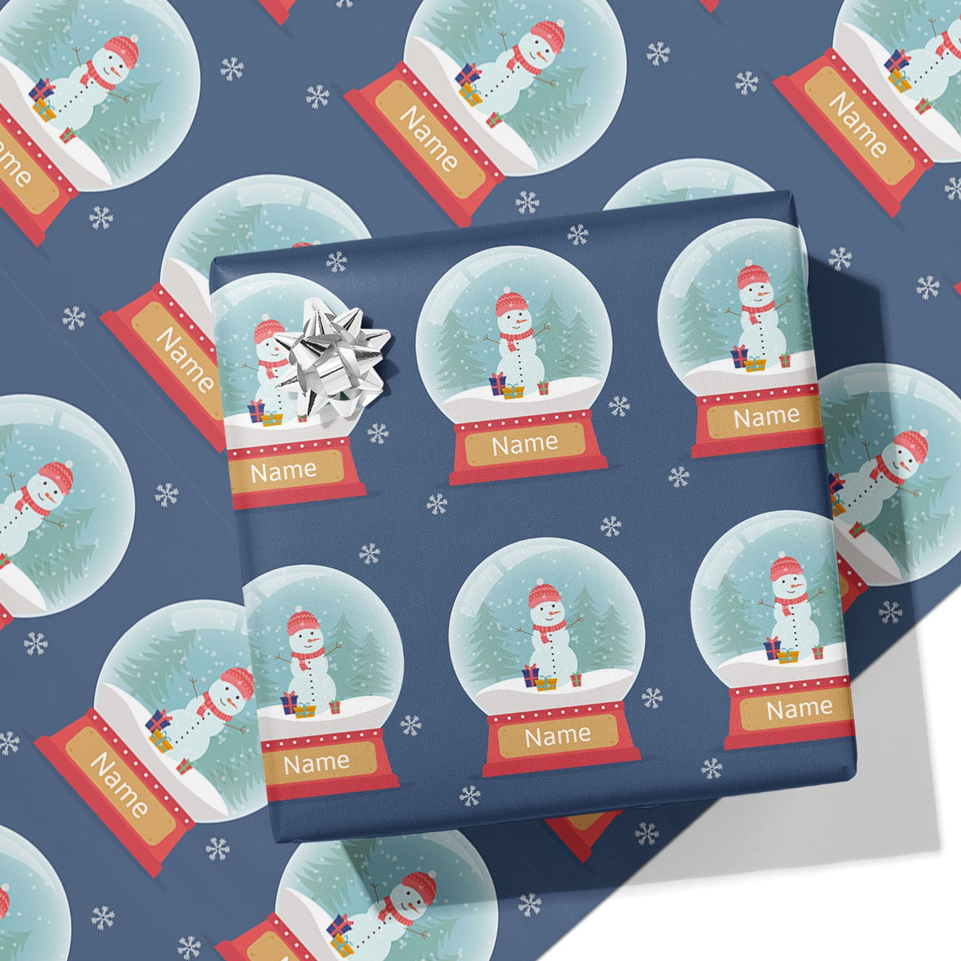 Snowman Globe Name Wrapping Paper