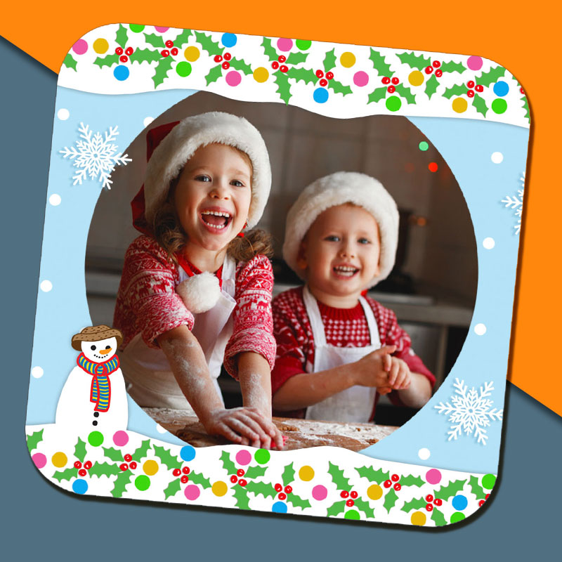 Snowmen Personalised Photo Coaster