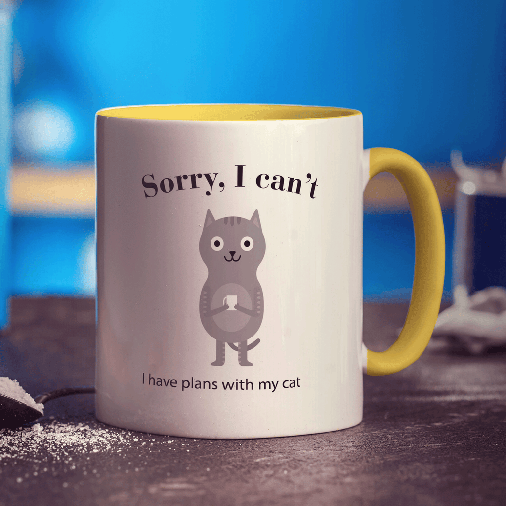Sorry, I Can't I Have Plans With My Cat  Mug - Standard 330ml (11oz) / Yellow