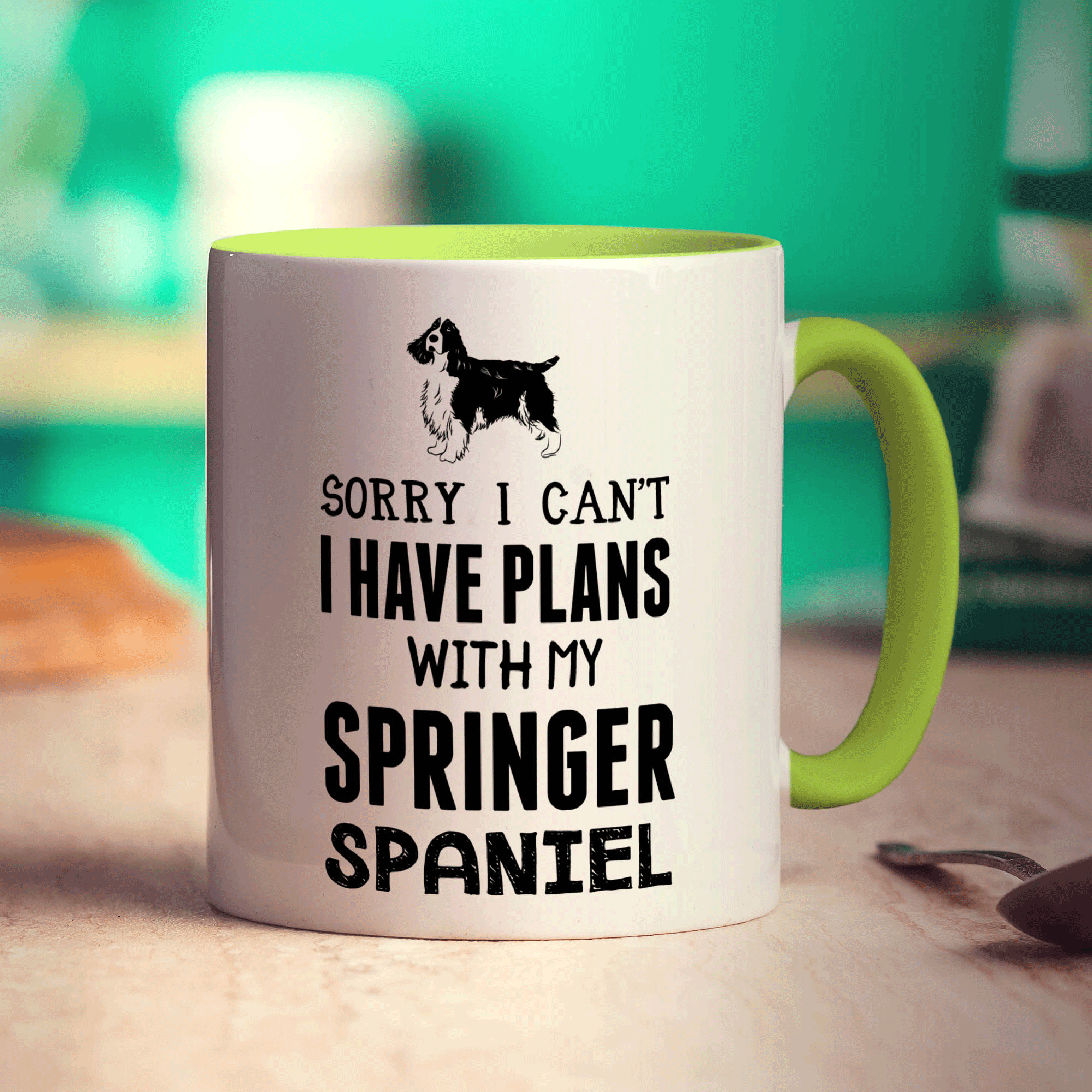 Sorry I Can't I Have Plans with My Springer Spaniel Mug - Standard 330ml (11oz) / Green