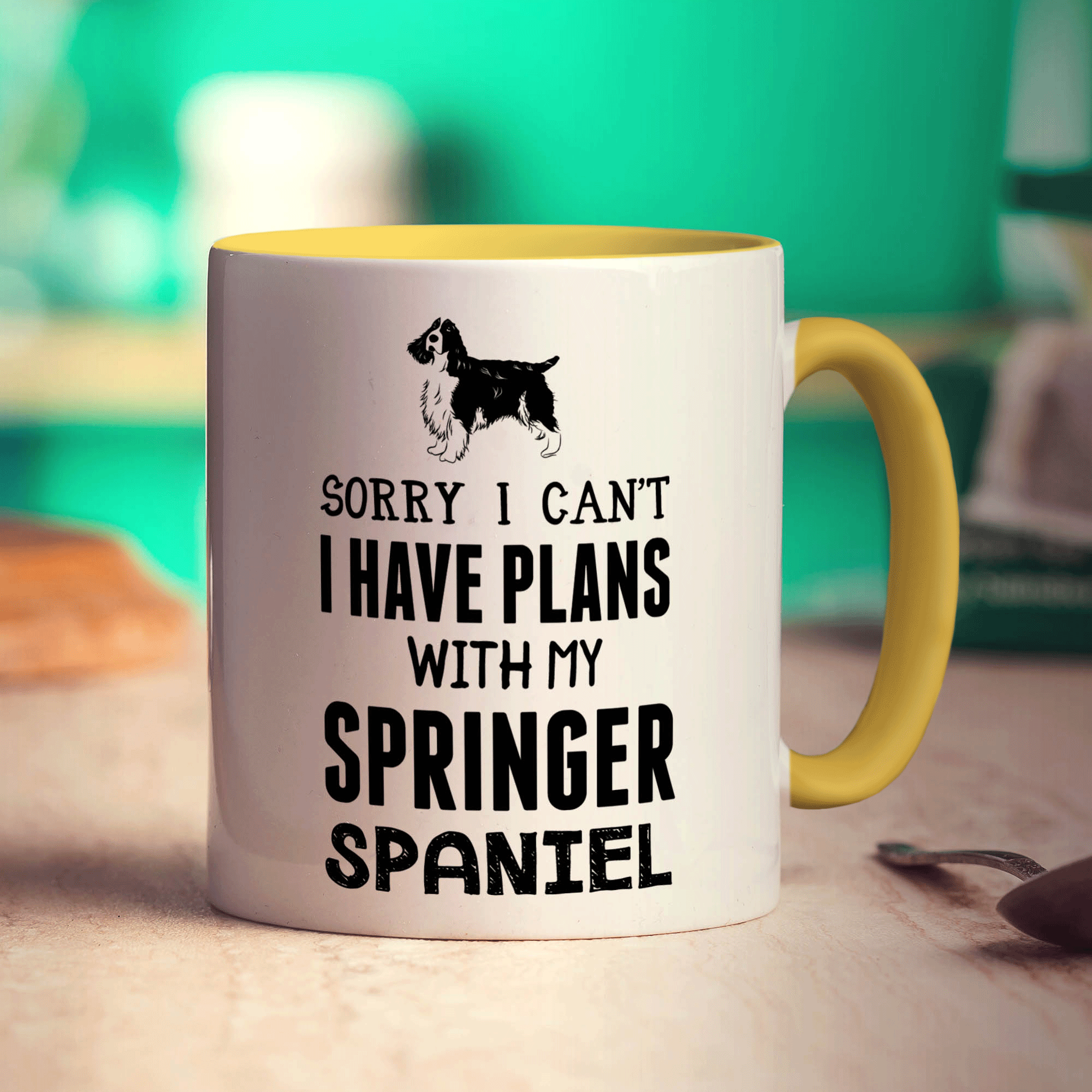 Sorry I Can't I Have Plans with My Springer Spaniel Mug - Standard 330ml (11oz) / Yellow