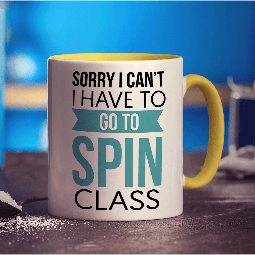 Sorry I Can't I Have to Go to Spin Class Mug - Standard 330ml (11oz) / Yellow