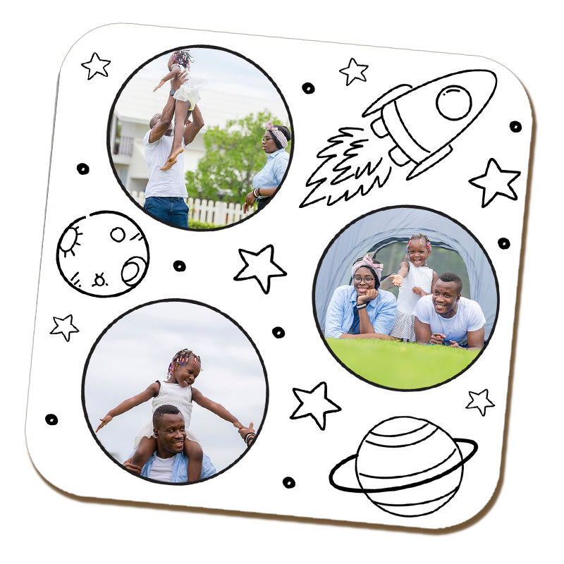 3 Photo Space Doodle Coaster