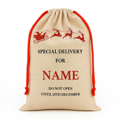 Personalised Christmas Sack - Special Delivery Name Stocking