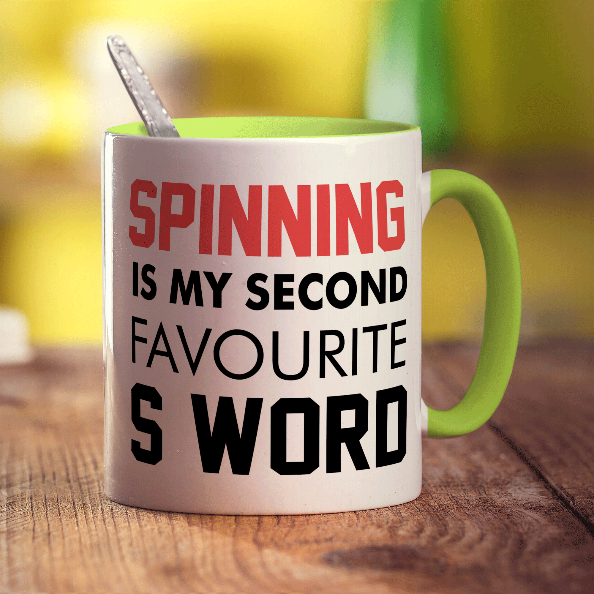 Spinning is My Second Favourite S Word Mug - Standard 330ml (11oz) / Green