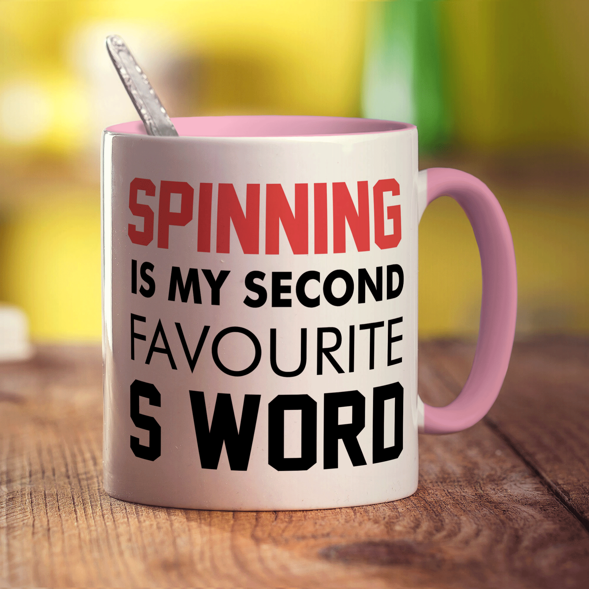 Spinning is My Second Favourite S Word Mug - Standard 330ml (11oz) / Pink