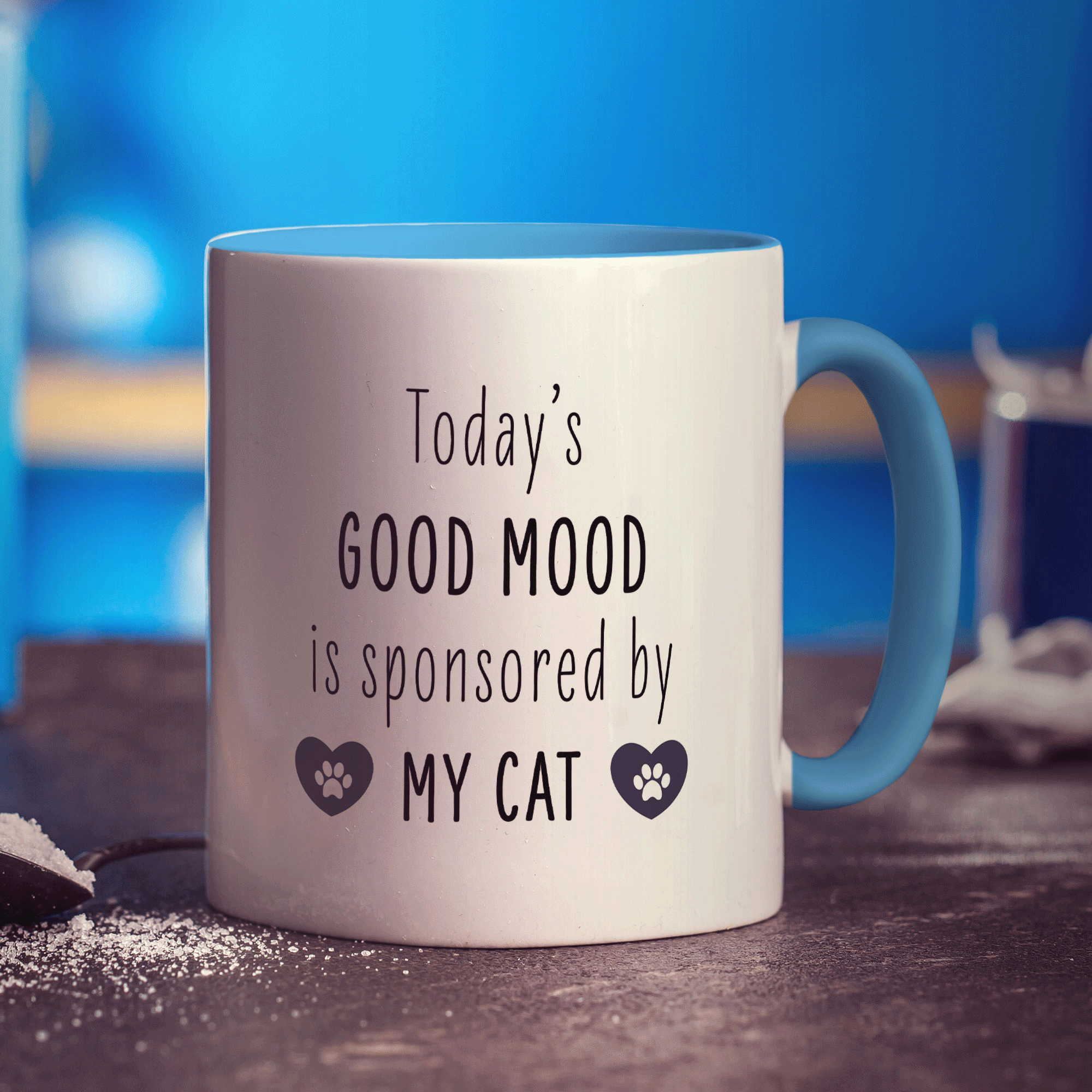 Todays Good Mood is Sponsored by My Cat Personalised Mug - Standard 330ml (11oz) / Blue