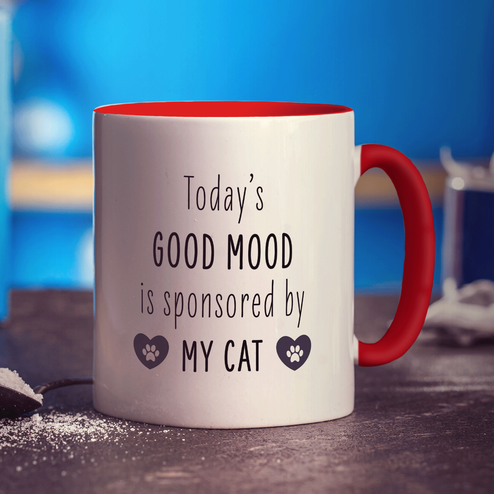 Todays Good Mood is Sponsored by My Cat Personalised Mug - Standard 330ml (11oz) / Red