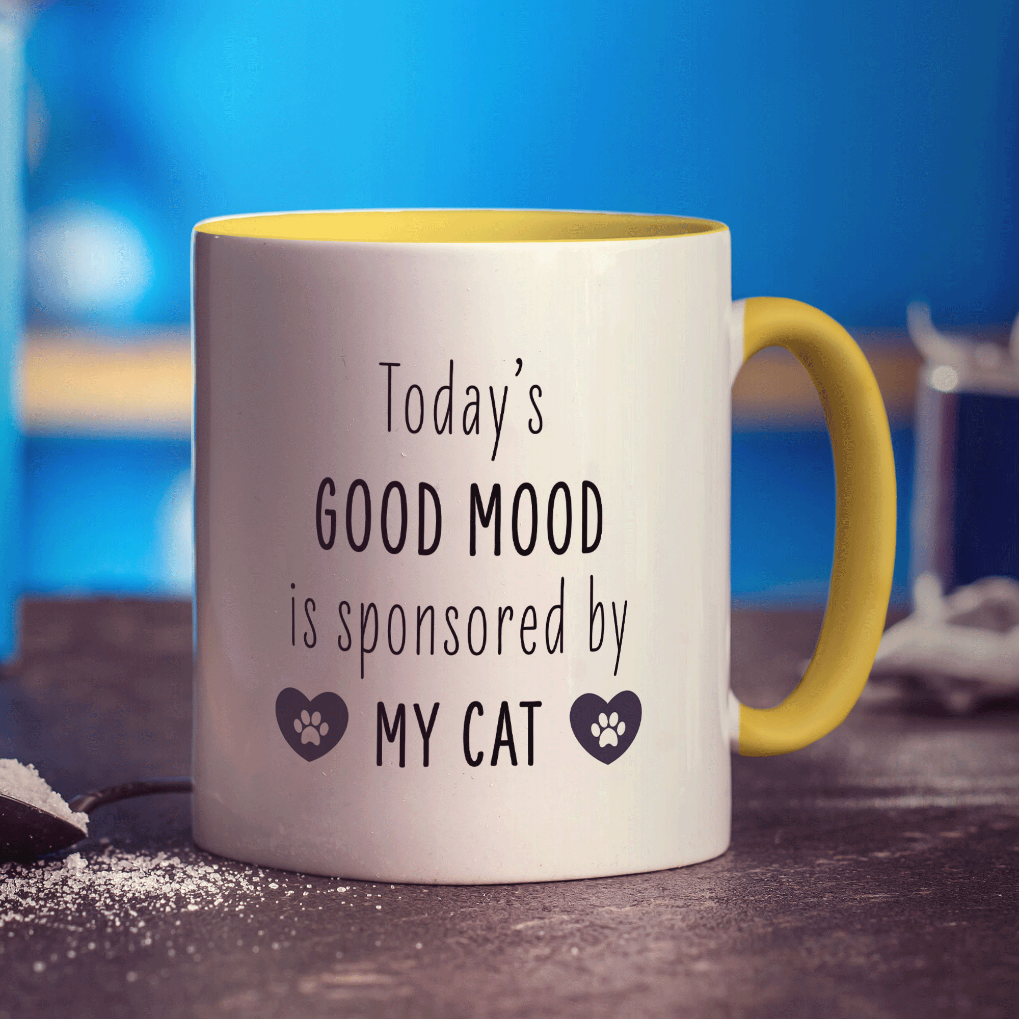Todays Good Mood is Sponsored by My Cat Personalised Mug - Standard 330ml (11oz) / Yellow