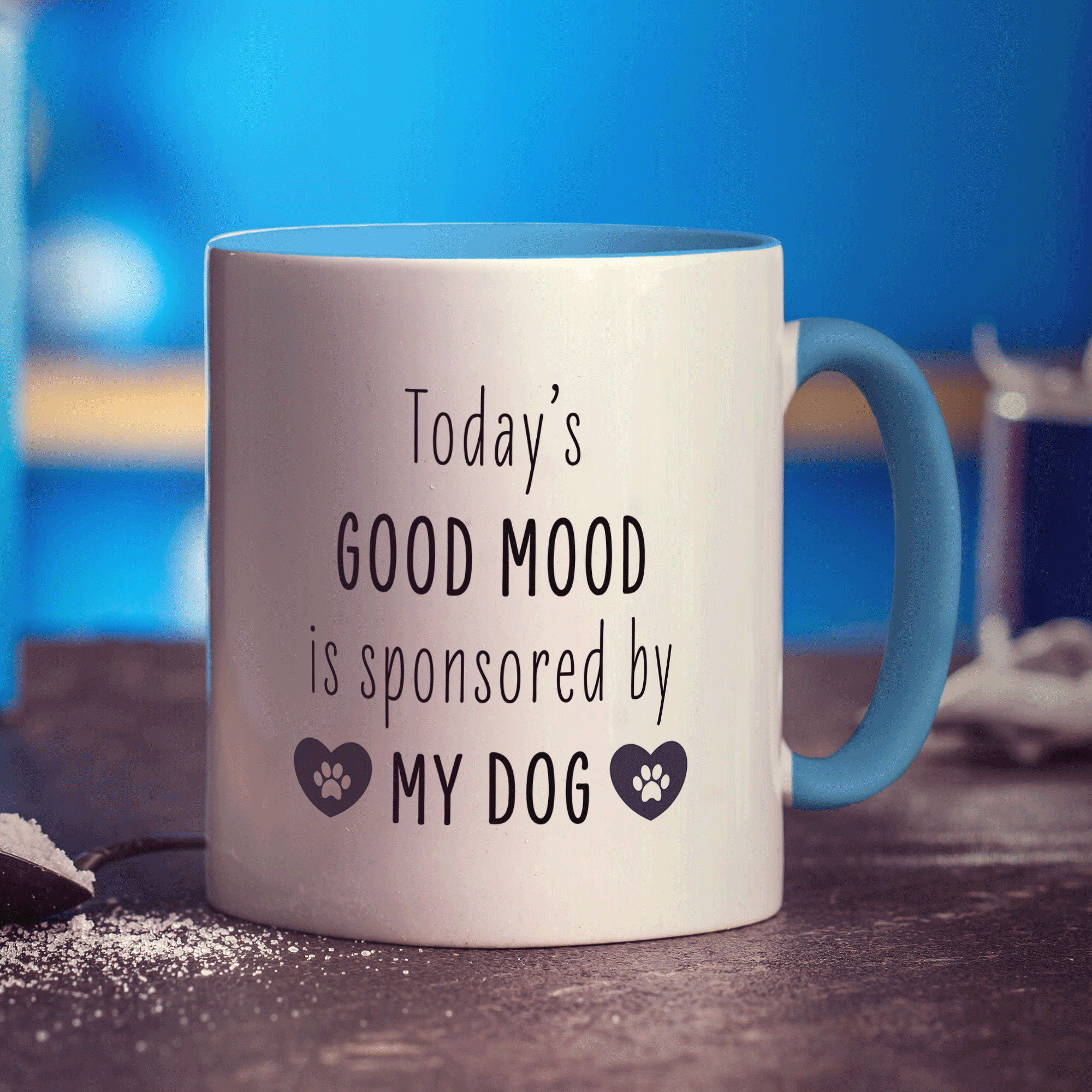 Todays Good Mood is Sponsored by My Dog Personalised Mug - Standard 330ml (11oz) / Blue