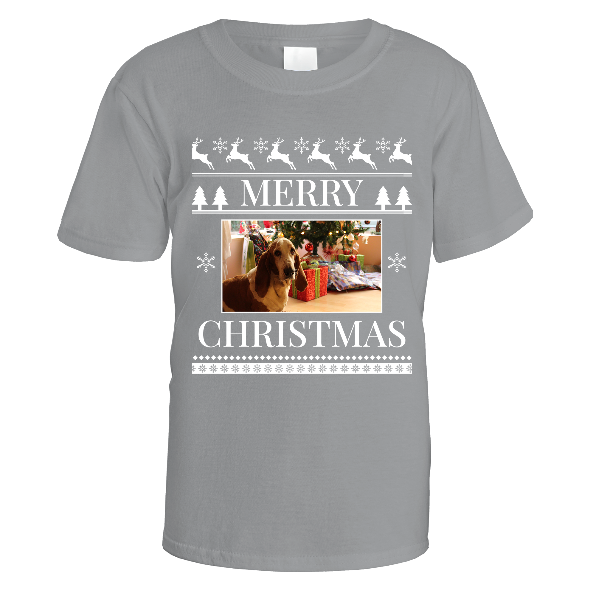 Merry Christmas Photo Patterned Personalised T-Shirt