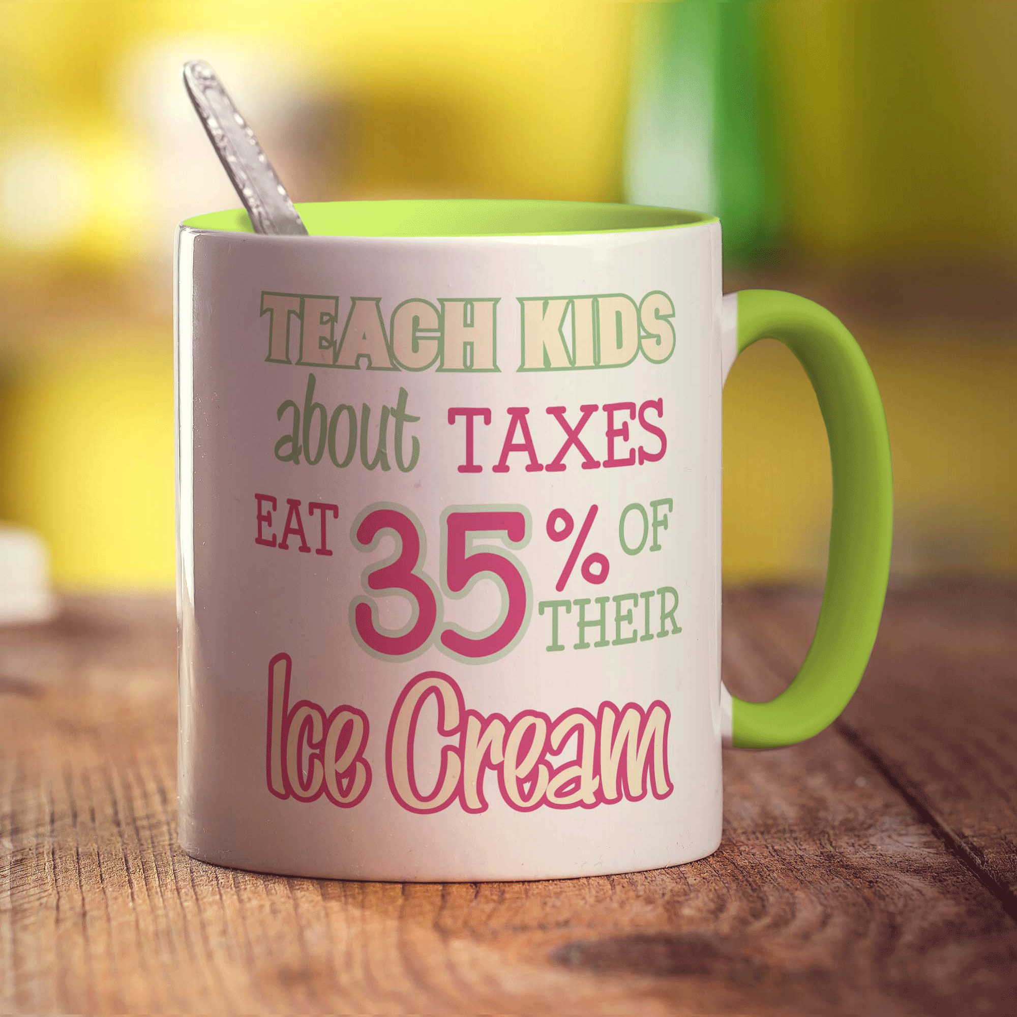 Teach Kids about Taxes Eat 35% of Their Ice Cream Mug - Standard 330ml (11oz) / Green