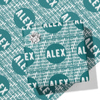 Teal Repeat Happy Birthday Name Wrapping Paper