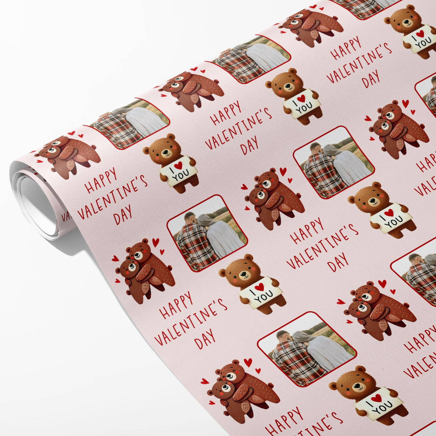 Teddy Bear Valentine's Day Photo Wrapping Paper