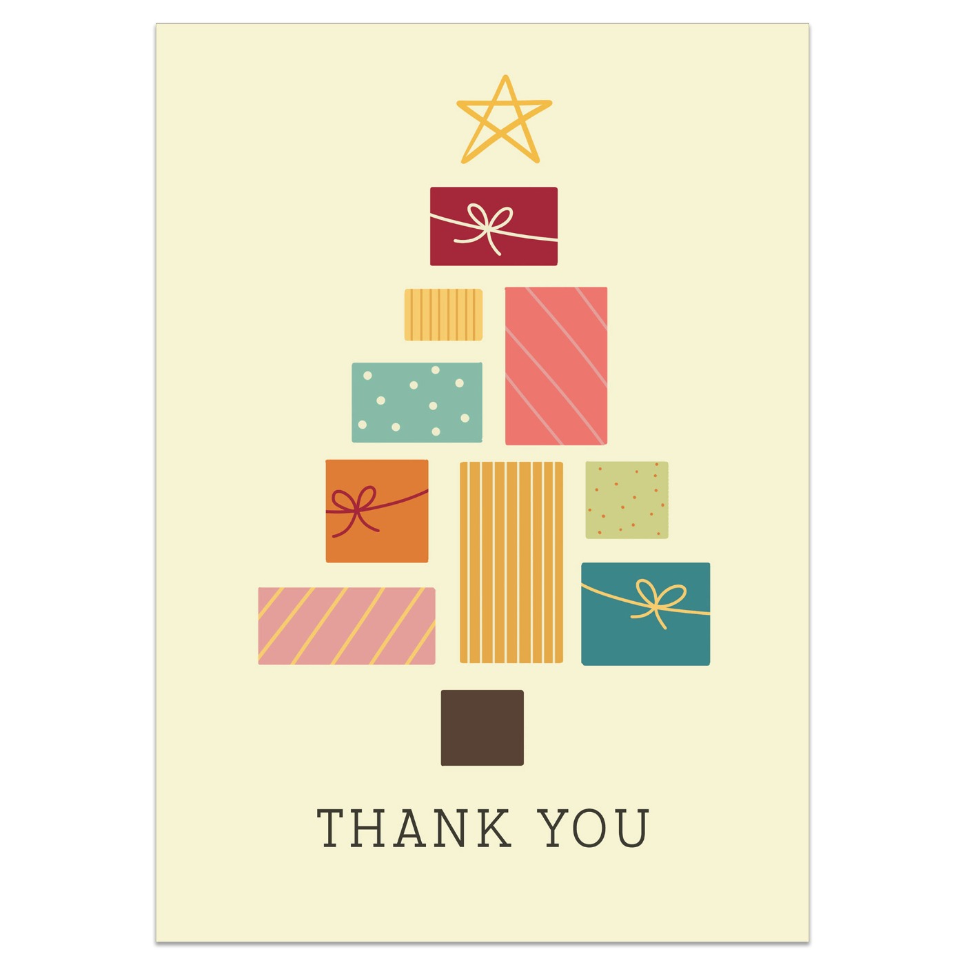 Christmas Presents Tree Thank You Card - Pack of 10