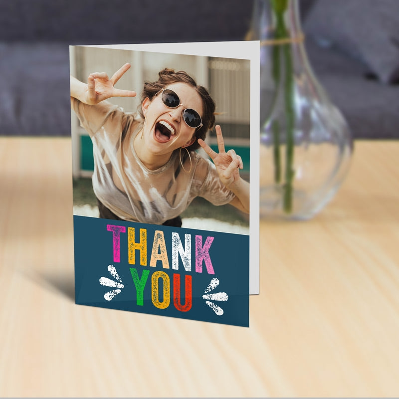 Colourful Thank You Photo Card Standing Up