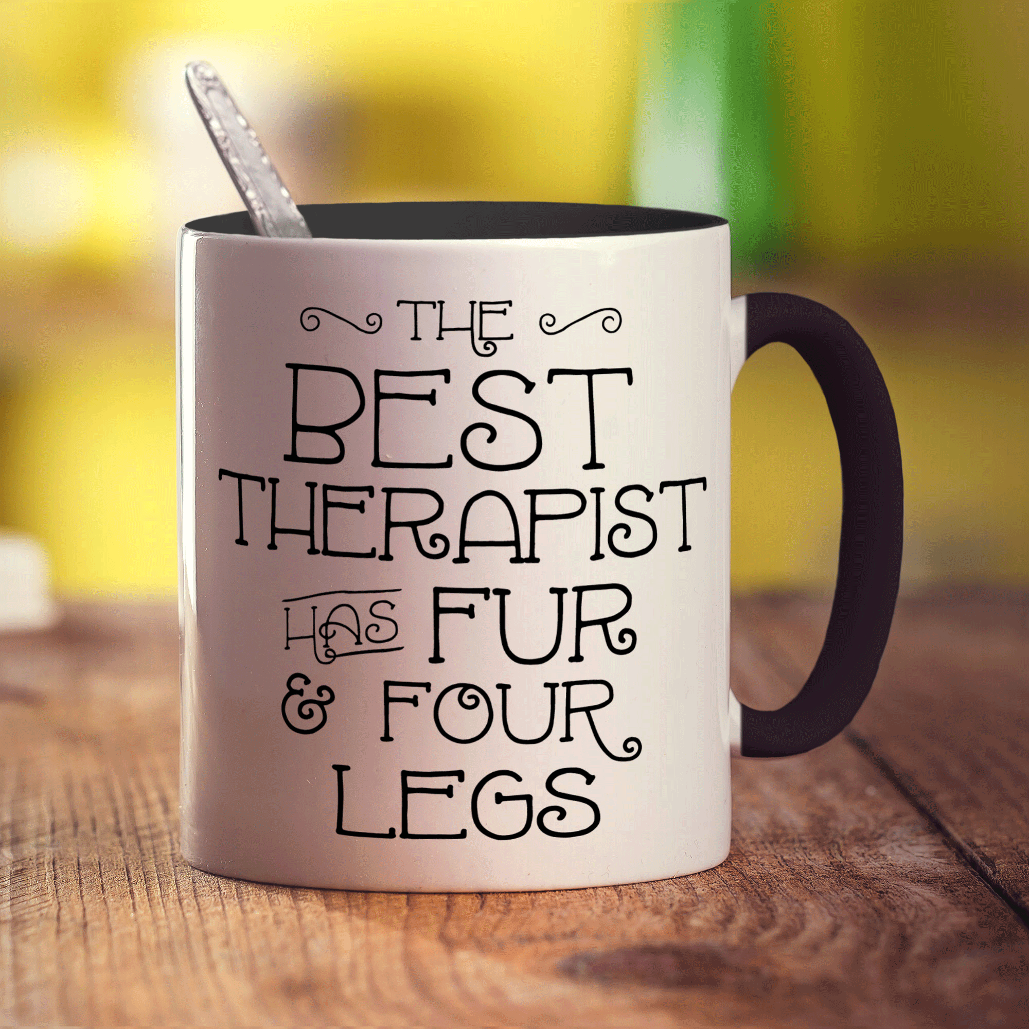 The Best Therapist Has Fur & Four Legs Mug - Standard 330ml (11oz) / Black