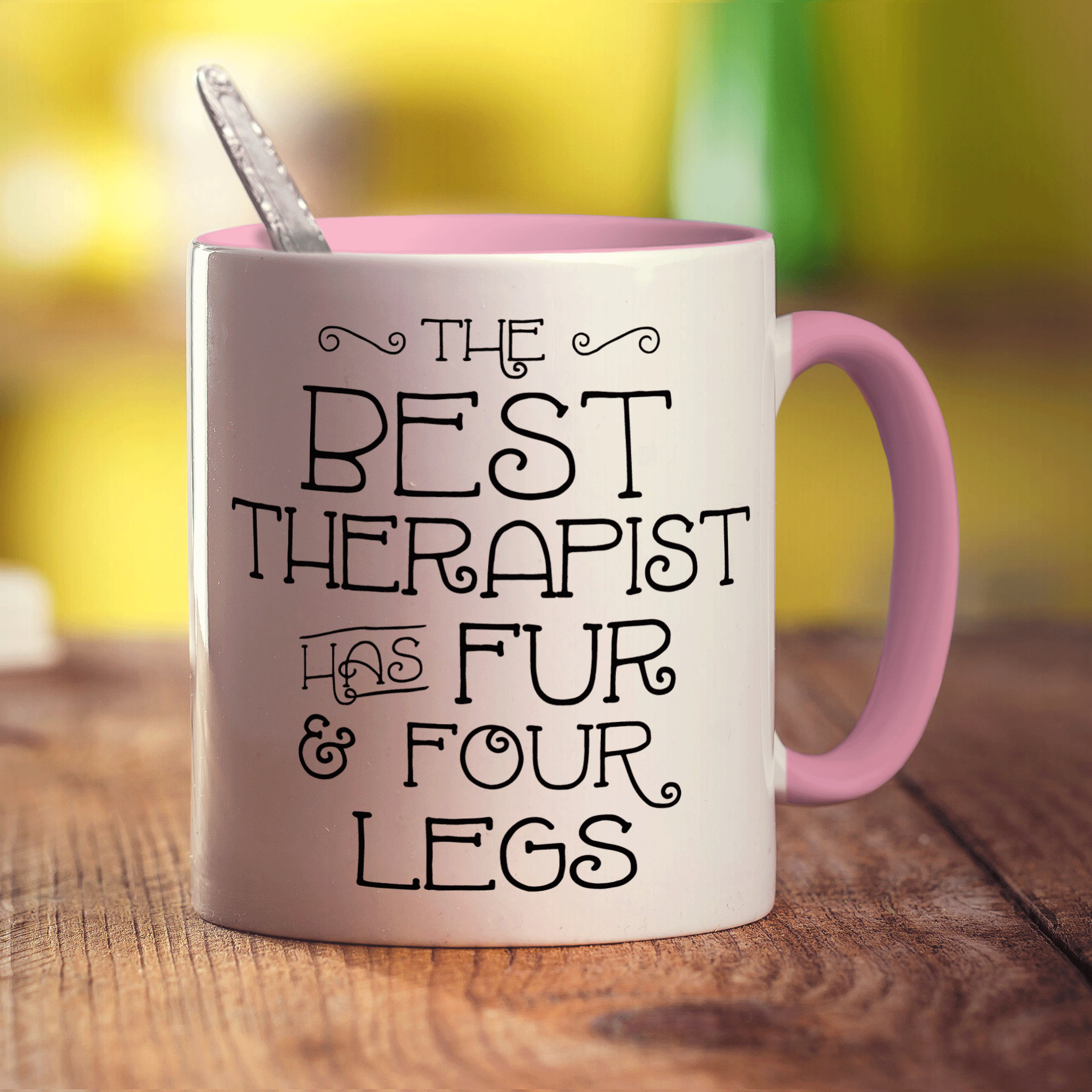 The Best Therapist Has Fur & Four Legs Mug - Standard 330ml (11oz) / Pink